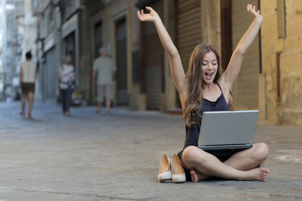 Individual working remotely in the street