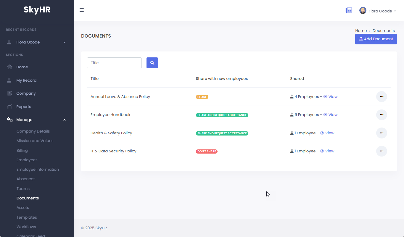 Company Documents List