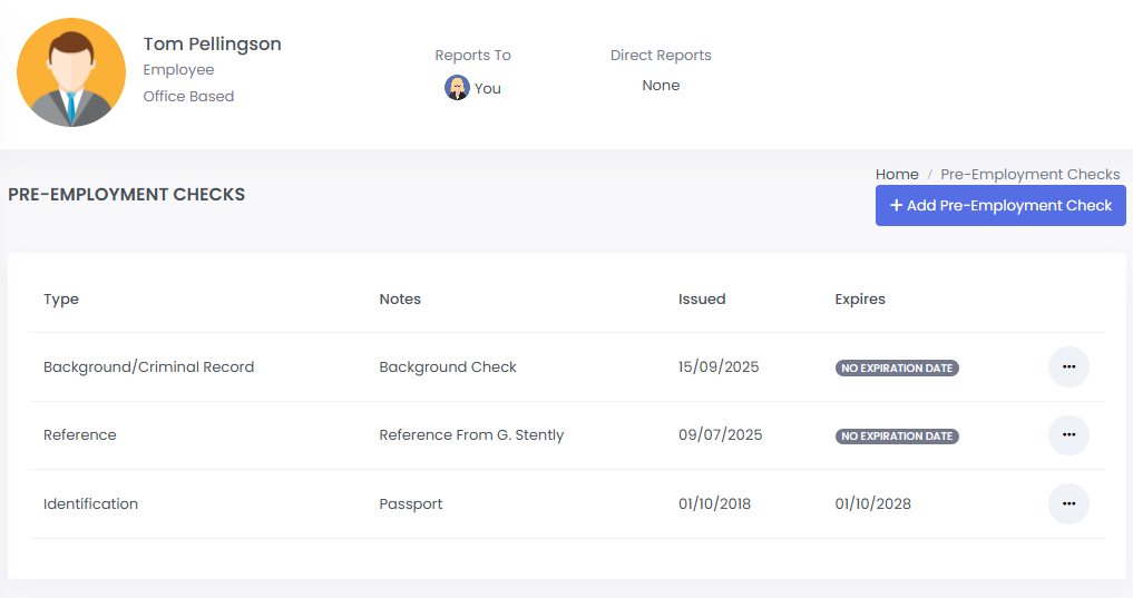 Employee Pre-Employment Checks