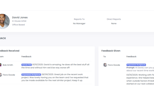 Screenshot of the feedback section in SkyHR